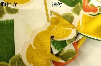 平和屋着物●earth music＆ecology　小振袖　二尺袖　草花文　椿　金彩　洗える着物　AABG6693cs