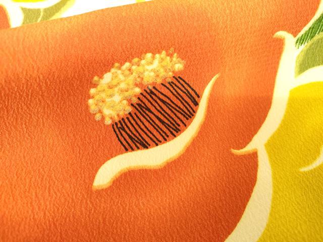 平和屋着物●earth music＆ecology　小振袖　二尺袖　草花文　椿　金彩　洗える着物　AABG6693cs