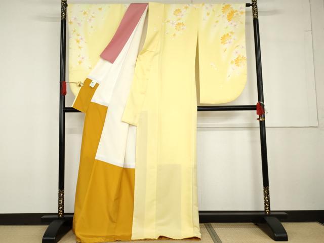 平和屋着物●小振袖　二尺袖　舞花文　暈し染め　金彩　AABG6694cs