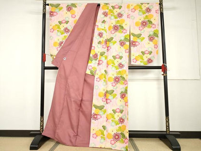 平和屋着物●小振袖　二尺袖　花松文　金彩　AABG6695cs