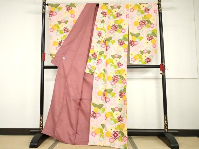 平和屋着物●小振袖　二尺袖　花松文　金彩　AABG6695cs