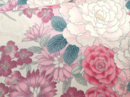 平和屋着物●H・L（アッシュエル）　HENRI-LUC CHAPUIS　小振袖　二尺袖　草花文　薔薇　暈し染め　金彩　洗える着物　AABG6696cs