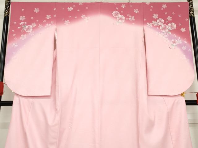 平和屋着物●小振袖　二尺袖　舞花文　暈し染め　正絹　逸品　AABG6698cs