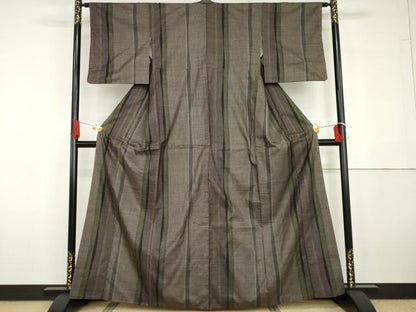 平和屋着物●本場大島紬　泥染め　一元7マルキ　間道　正絹　逸品　AABG6700cs
