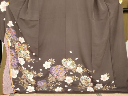 平和屋着物●豪華振袖　駒刺繍　吉祥枝花文　金糸　金彩　正絹　逸品　AABG6703cs