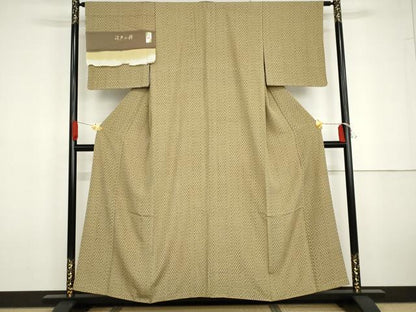 平和屋着物●上質な小紋　京友禅　江戸の粋　反端付き　正絹　逸品　AABG6704cs