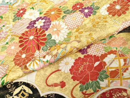平和屋着物●豪華振袖　駒刺繍　御所車吉祥花毬文　金彩　正絹　逸品　AABG6710cs
