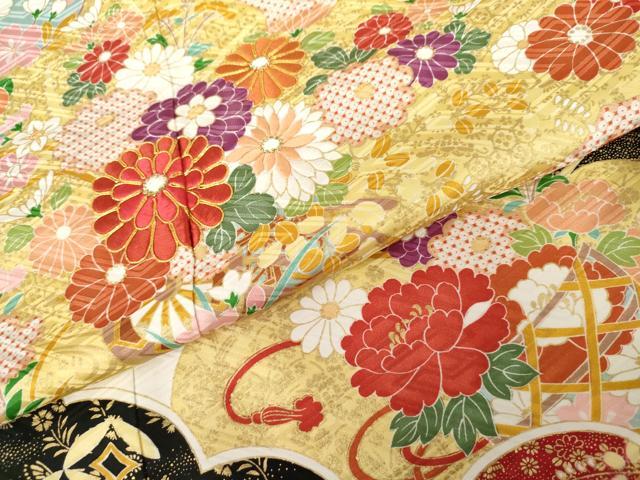 平和屋着物●豪華振袖　駒刺繍　御所車吉祥花毬文　金彩　正絹　逸品　AABG6710cs