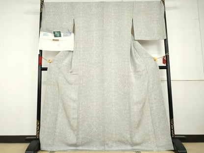 平和屋着物●染匠　いち川　市川純一郎　小紋　花唐草文　染の北川　CHUL THAI No6　反端付き　正絹　逸品　AABG6713cs