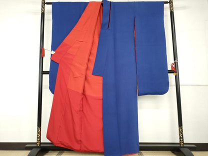 平和屋着物●ファッションデザイナー 花井幸子　振袖　色無地　紺桔梗色　正絹　逸品　AABG6715cs