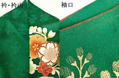 平和屋着物●豪華振袖　駒刺繍　花鼓檜扇吉祥文　金彩　正絹　逸品　AABG6716cs