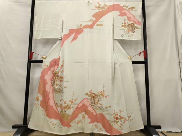 平和屋着物■訪問着　絞り　御所車梅松文　金彩　正絹　逸品　AABG6721st