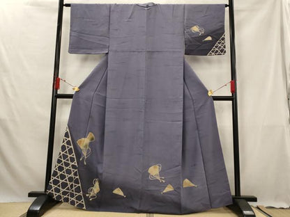 平和屋着物■訪問着　舞扇文　暈し染め　金彩　正絹　逸品　AABG6723st