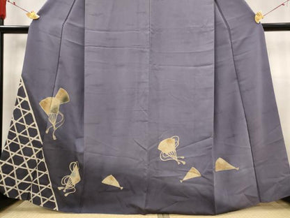 平和屋着物■訪問着　舞扇文　暈し染め　金彩　正絹　逸品　AABG6723st