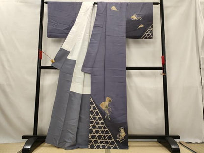 平和屋着物■訪問着　舞扇文　暈し染め　金彩　正絹　逸品　AABG6723st