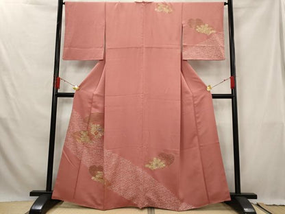 平和屋着物■訪問着　刺繍　地紙花文　金糸　金彩　正絹　逸品　AABG6734st