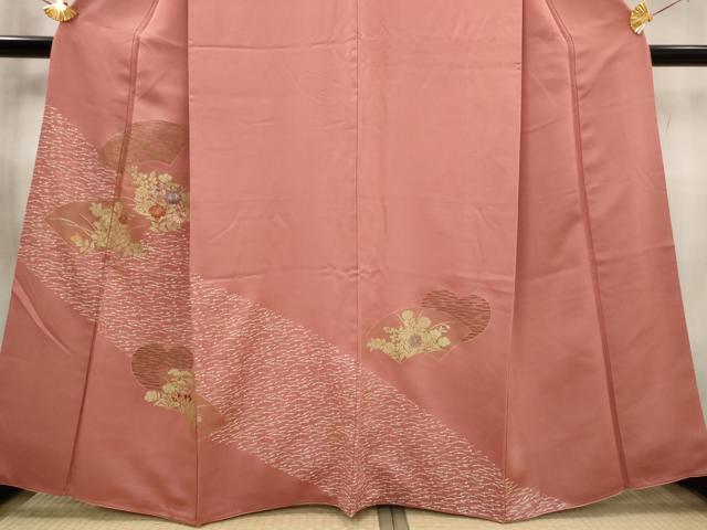 平和屋着物■訪問着　刺繍　地紙花文　金糸　金彩　正絹　逸品　AABG6734st