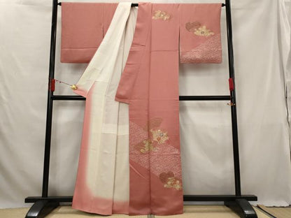 平和屋着物■訪問着　刺繍　地紙花文　金糸　金彩　正絹　逸品　AABG6734st