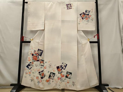 平和屋着物■訪問着　刺繍　色紙花文　暈し染め　金彩　正絹　逸品　未使用　AABG6735st