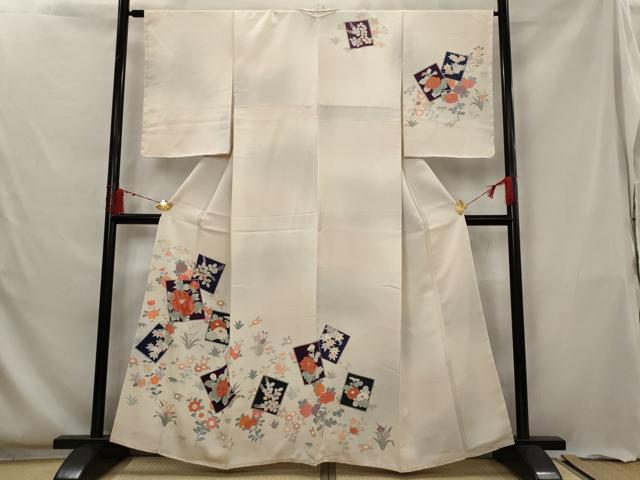 平和屋着物■訪問着　刺繍　色紙花文　暈し染め　金彩　正絹　逸品　未使用　AABG6735st