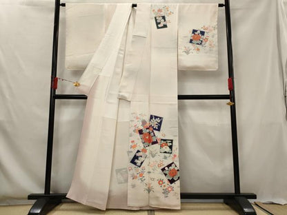 平和屋着物■訪問着　刺繍　色紙花文　暈し染め　金彩　正絹　逸品　未使用　AABG6735st