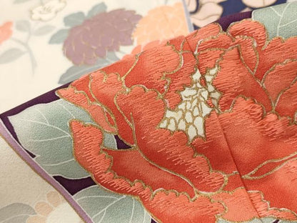 平和屋着物■訪問着　刺繍　色紙花文　暈し染め　金彩　正絹　逸品　未使用　AABG6735st