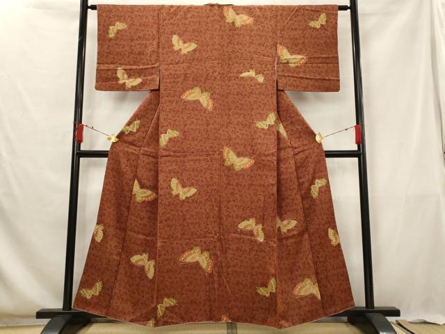 平和屋着物■上質な小紋　舞蝶文　金彩　正絹　逸品　AABG6737st