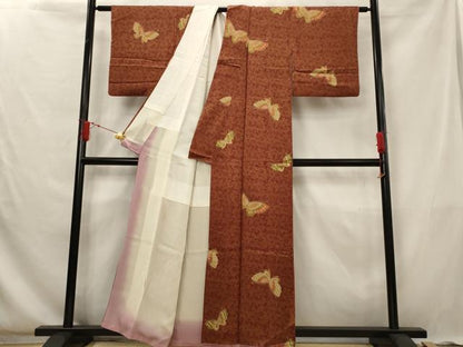 平和屋着物■上質な小紋　舞蝶文　金彩　正絹　逸品　AABG6737st