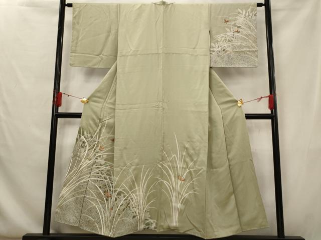 平和屋着物■訪問着　刺繍　花蝶文　暈し染め　金彩　正絹　逸品　AABG6738st