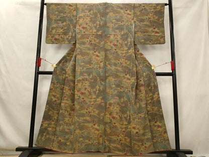 平和屋着物■上質な小紋 草花文 金彩 正絹 逸品 AABG6741st