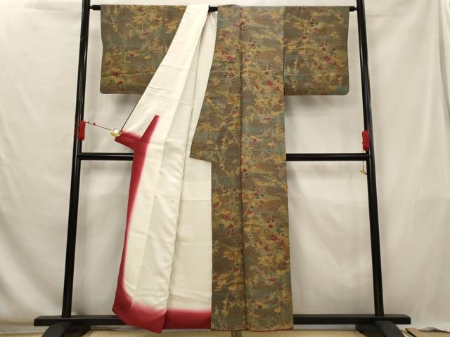 平和屋着物■上質な小紋 草花文 金彩 正絹 逸品 AABG6741st