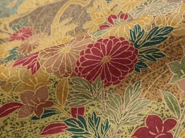 平和屋着物■上質な小紋 草花文 金彩 正絹 逸品 AABG6741st