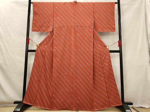 平和屋着物■上質な小紋 絞り 斜縞 正絹 逸品 未使用 AABG6742st