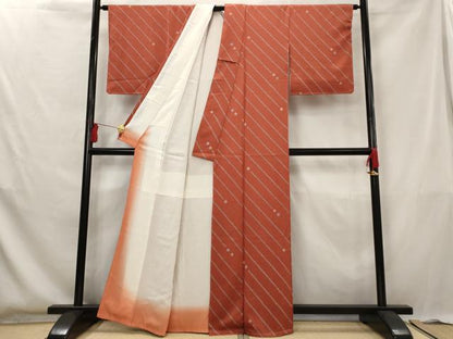 平和屋着物■上質な小紋 絞り 斜縞 正絹 逸品 未使用 AABG6742st