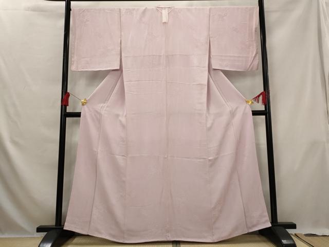 平和屋着物■上質な色無地　草花地紋　薄柿色　正絹　逸品　AABG6752st