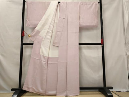 平和屋着物■上質な色無地　草花地紋　薄柿色　正絹　逸品　AABG6752st