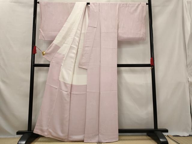 平和屋着物■上質な色無地　草花地紋　薄柿色　正絹　逸品　AABG6752st