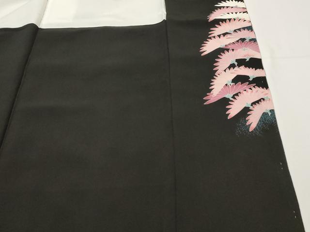 平和屋着物■豪華黒留袖　刺繍　草花文　暈し染め　金彩　正絹　逸品　AABG6756st