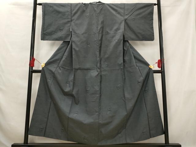 平和屋着物■本場大島紬 7マルキ 色紙草葉文 正絹 逸品 AABG6763st