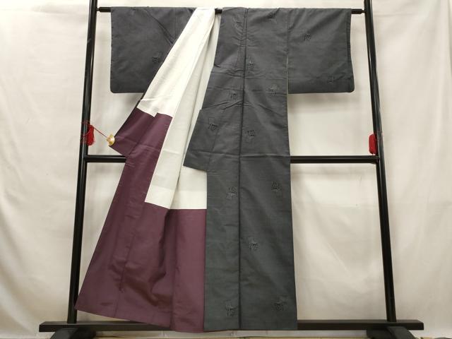 平和屋着物■本場大島紬 7マルキ 色紙草葉文 正絹 逸品 AABG6763st