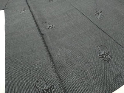 平和屋着物■本場大島紬 7マルキ 色紙草葉文 正絹 逸品 AABG6763st