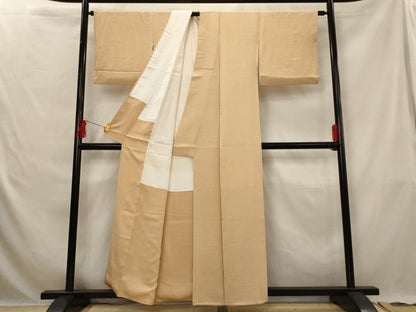 平和屋着物■上質な色無地　草花地紋　洒落柿色　正絹　逸品　AABG6766st