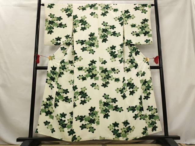 平和屋着物■上質な小紋 草花文 正絹 逸品 AABG6780st