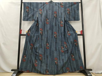 平和屋着物■上質な紬　色紙重ね花文　正絹　逸品　AABG6789st
