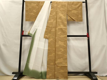 平和屋着物■上質な紬 雲取り文 正絹 逸品 未使用 AABG6791st