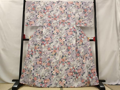 平和屋着物■上質な小紋 草花文 正絹 逸品 AABG6795st
