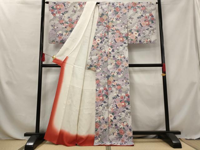 平和屋着物■上質な小紋 草花文 正絹 逸品 AABG6795st