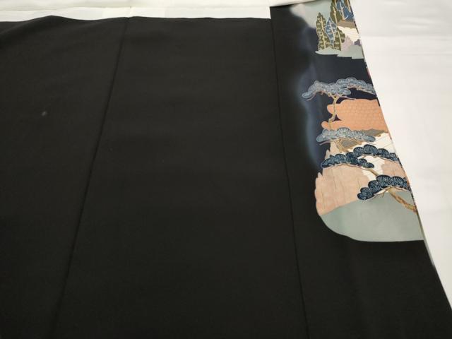 平和屋着物■豪華黒留袖 作家物 駒刺繍 人物風景文 暈し染め 金彩 正絹 逸品 AABG6800st