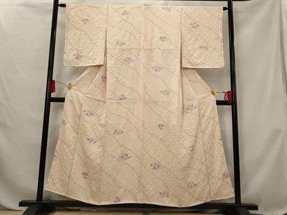 平和屋着物■上質な小紋 絞り 地紙花文 正絹 逸品 AABG6802st