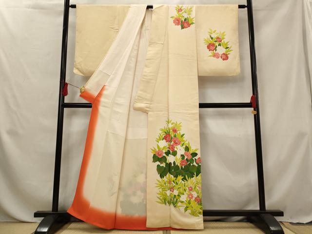 平和屋着物■訪問着 草花文 暈し染め 正絹 逸品 AABG6803st
